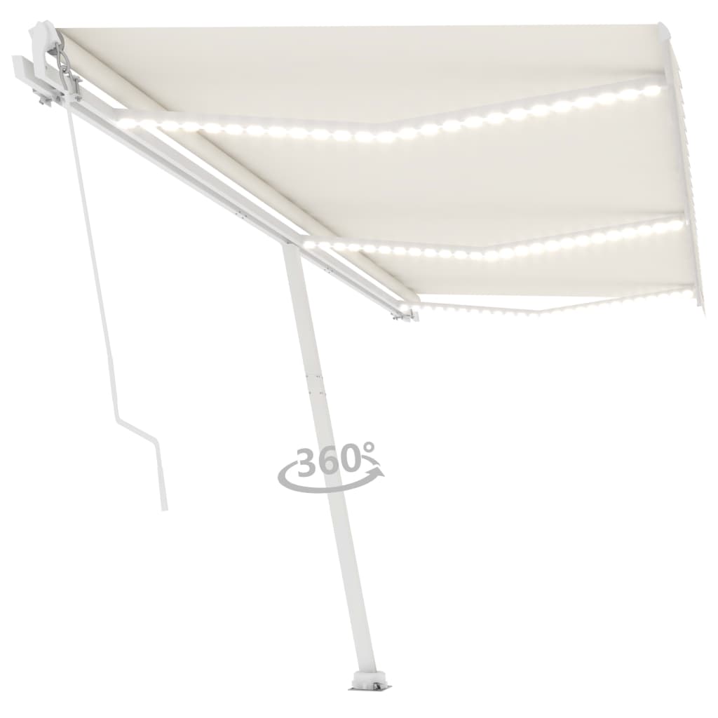 Tenda da Sole Retrattile Manuale con LED 600x300 cm Crema