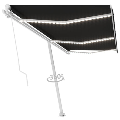 Tenda da Sole Retrattile Manuale con LED 600x300 cm Antracite