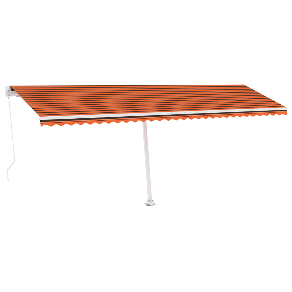 Tenda da Sole Retrattile Manuale LED 600x300 cm Arancio Marrone