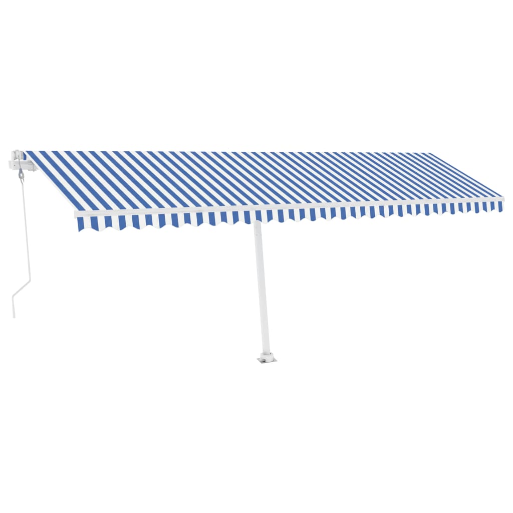 Tenda Automatica con Sensore Vento e LED 600x300 cm Blu Bianca - homemem39
