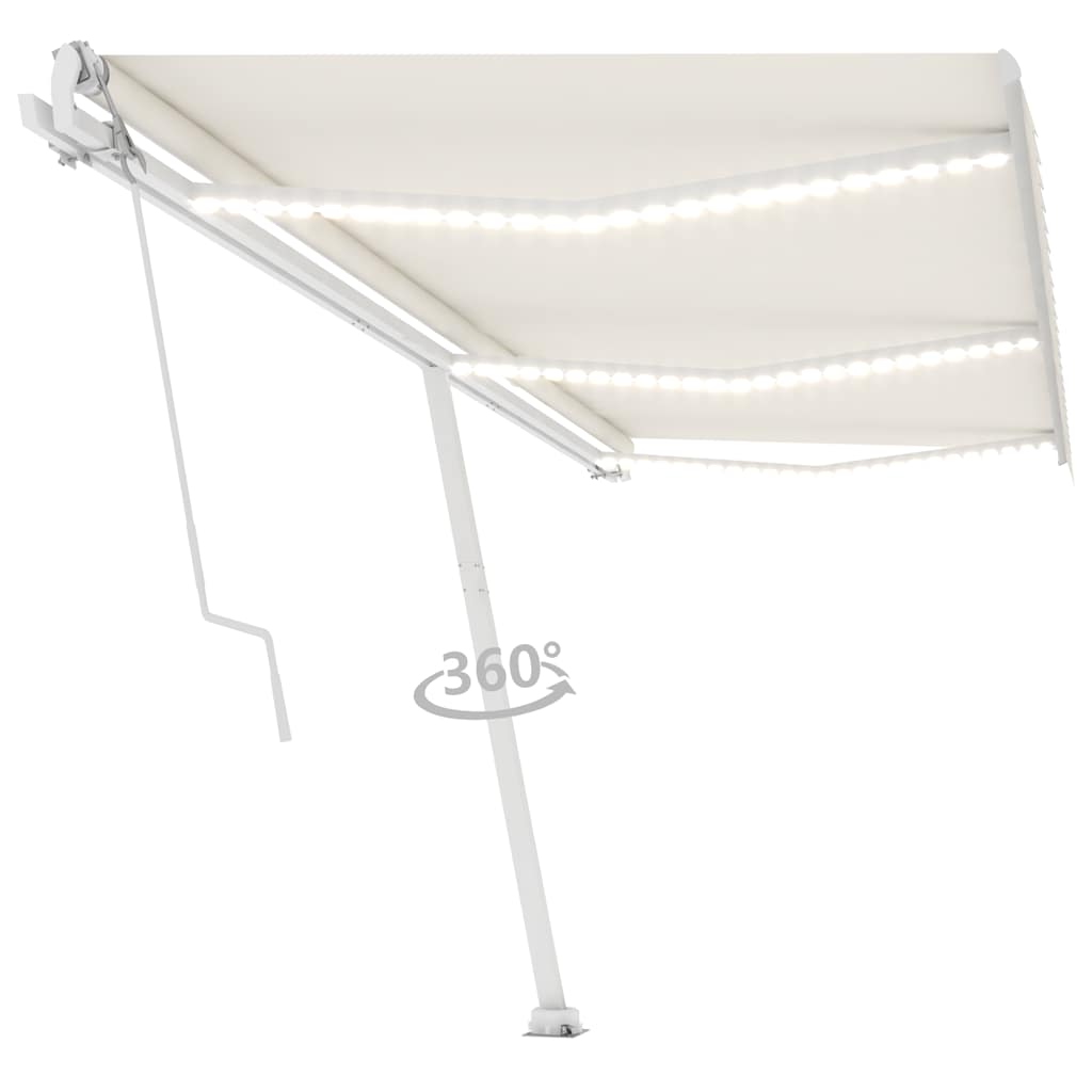 Tenda Automatica con Sensore Vento e LED 600x300 cm Crema - homemem39