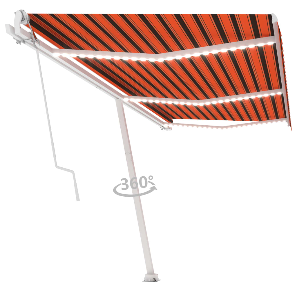 Tenda Automatica Sensore Vento e LED 600x300 cm Arancio Marrone - homemem39