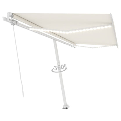 Tenda da Sole Retrattile Manuale con LED 400x350 cm Crema