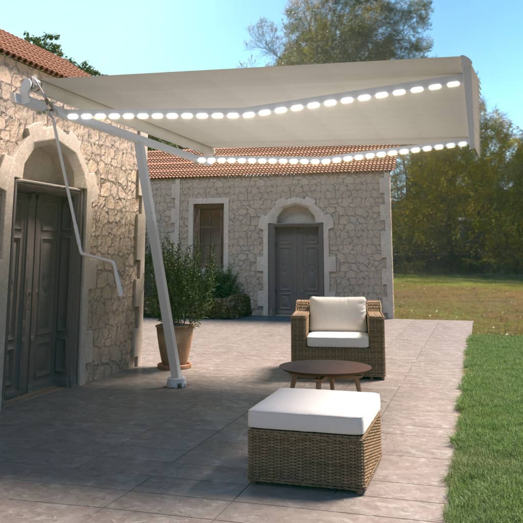 Tenda Automatica con Sensore Vento e LED 400x350 cm Crema