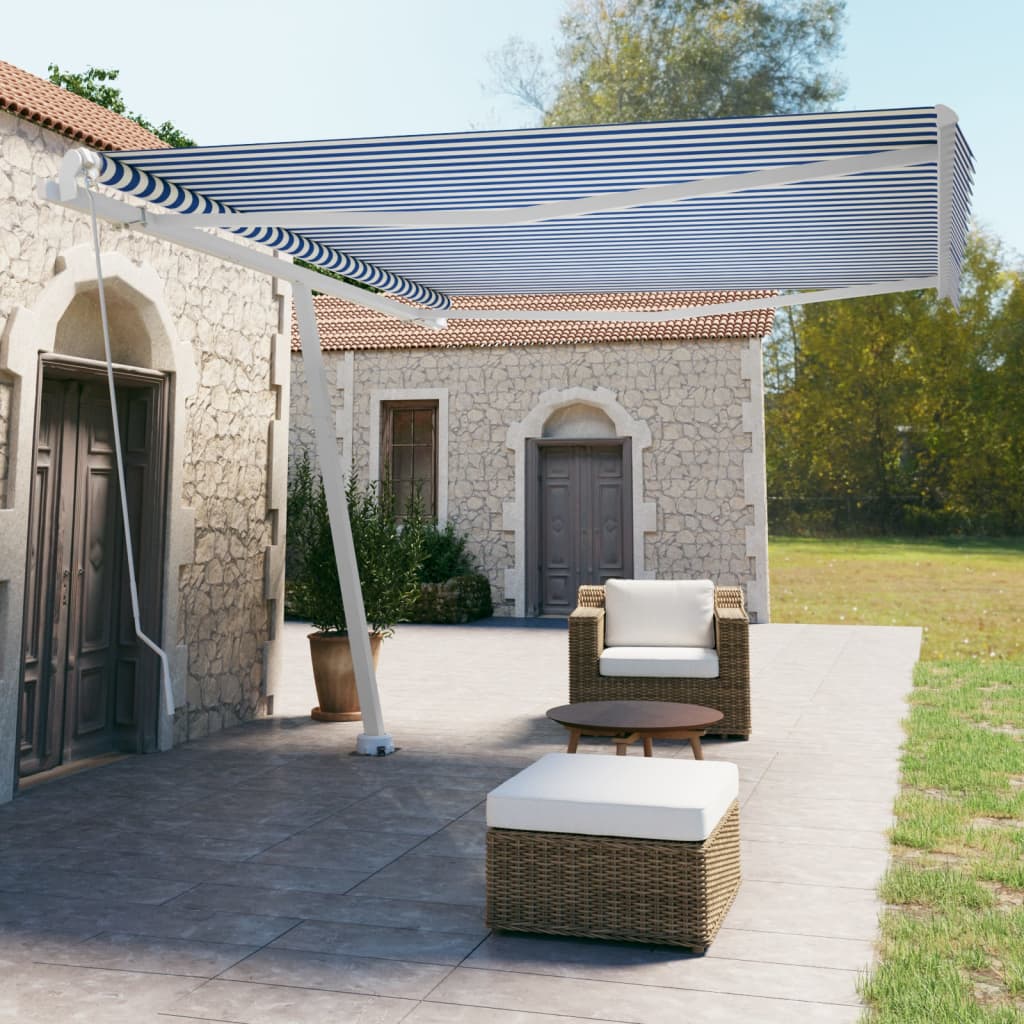 Tenda Retrattile Manuale con Palo 450x350 cm Arancio Marrone - homemem39