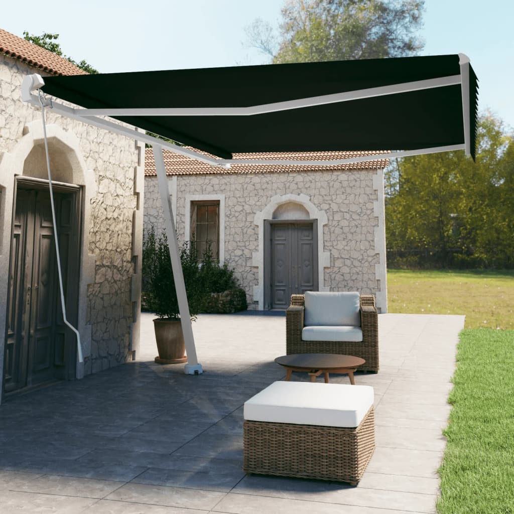 Tenda Sole Retrattile Manuale con Palo 500x350 cm Antracite - homemem39