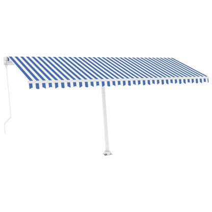 Tenda da Sole Retrattile Manuale LED 500x350 cm Blu e Bianca - homemem39