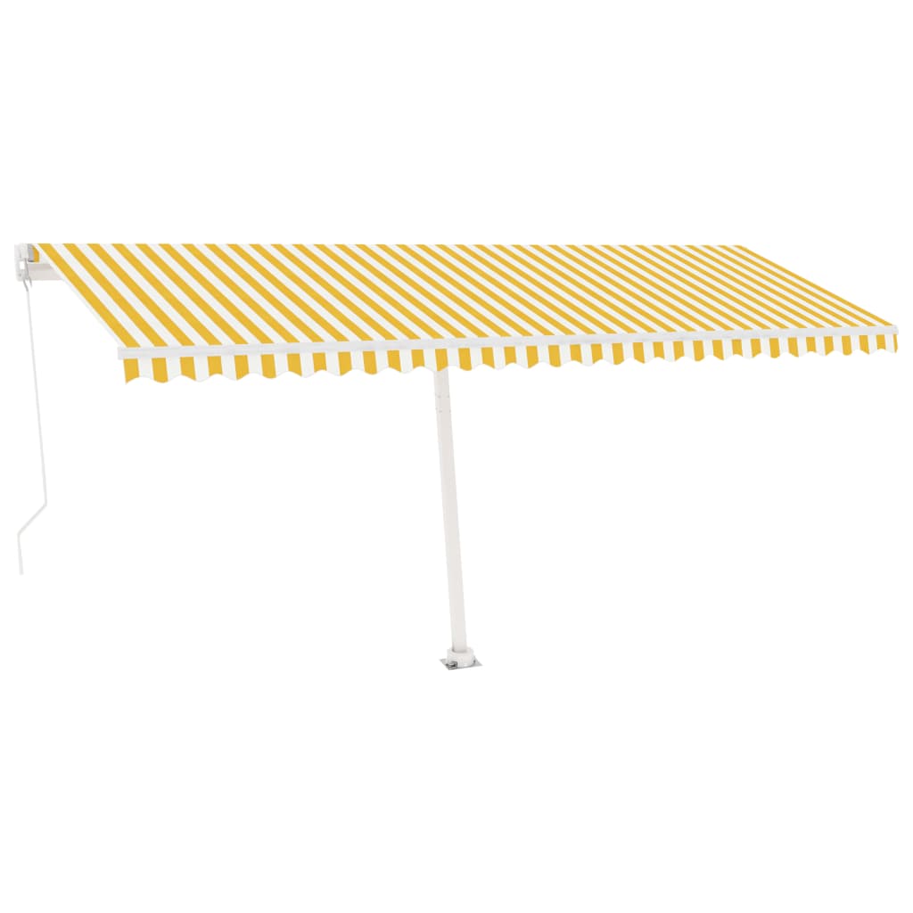 Tenda da Sole Retrattile Manuale LED 400x350 cm Giallo Bianco