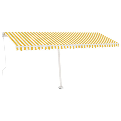 Tenda da Sole Retrattile Manuale LED 400x350 cm Giallo Bianco