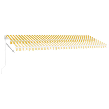 Tenda da Sole Retrattile Manuale LED 400x350 cm Giallo Bianco