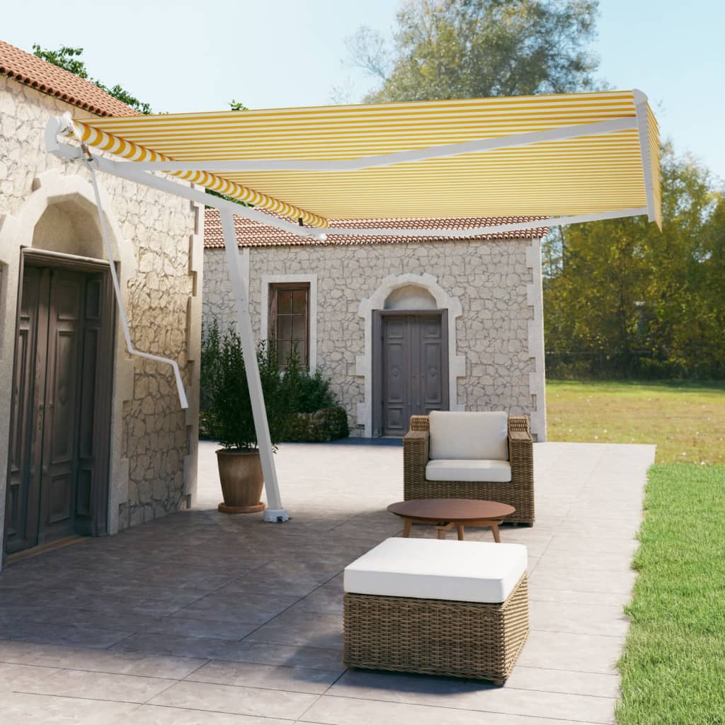 Tenda da Sole Autoportante Automatica 500x350 cm Gialla Bianca - homemem39