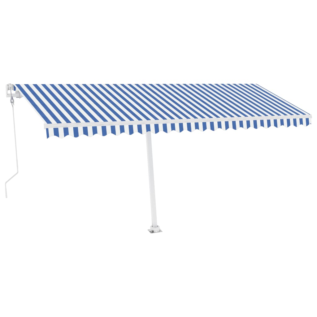 Tenda Automatica con Sensore Vento e LED 500x350 cm Blu Bianca