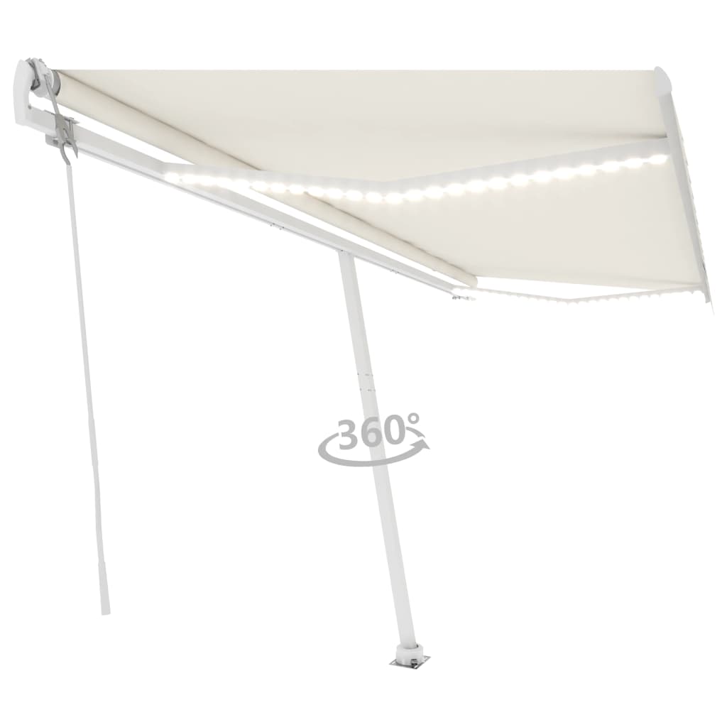 Tenda Automatica con Sensore Vento e LED 500x350 cm Crema