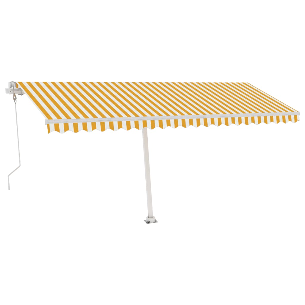 Tenda Automatica Sensore Vento e LED 500x350 cm Gialla Bianca