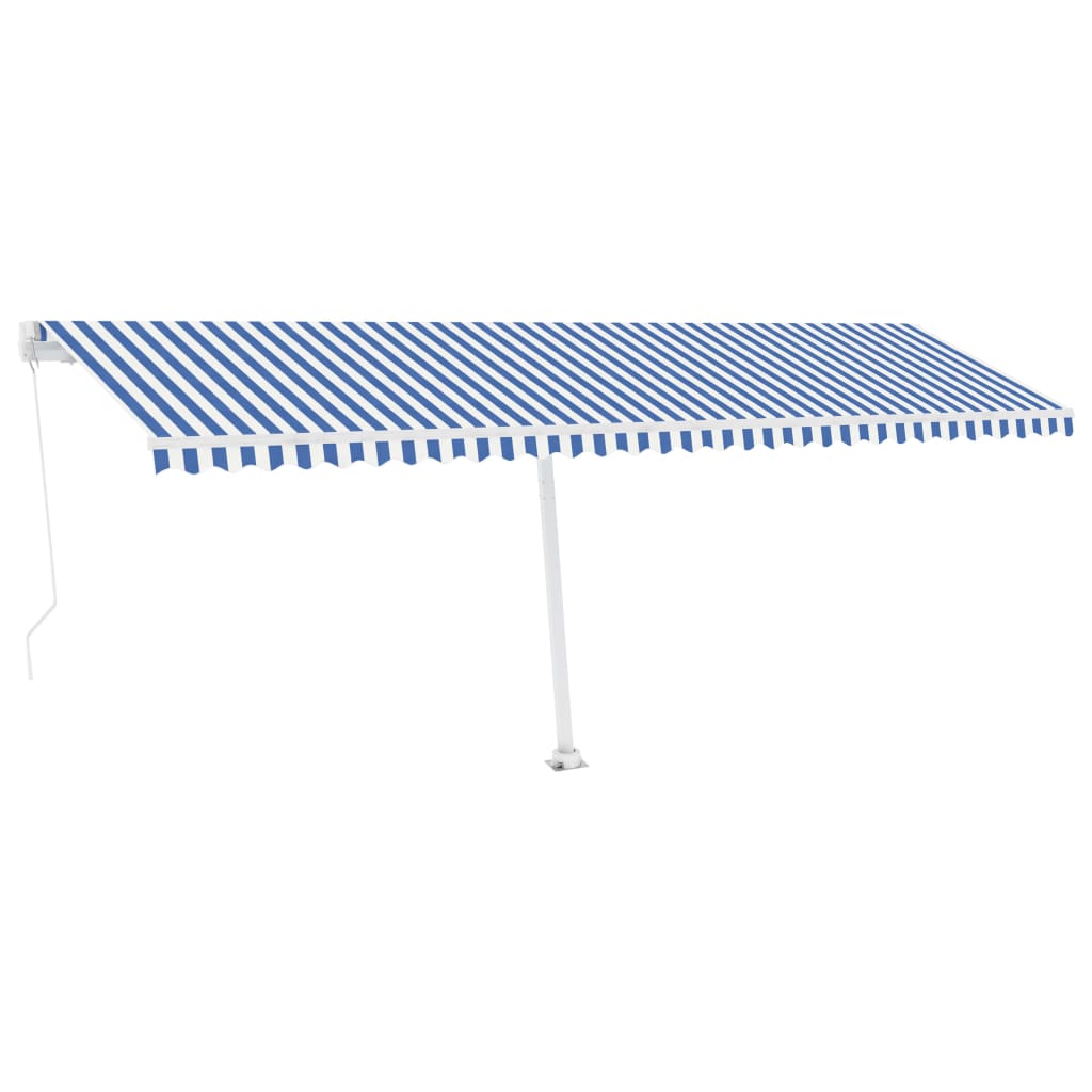 Tenda da Sole Autoportante Manuale 600x350 cm Blu Bianca - homemem39