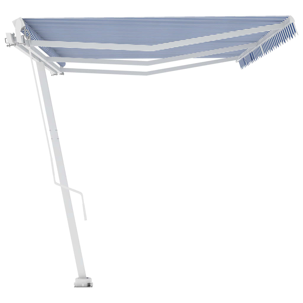 Tenda da Sole Autoportante Manuale 600x350 cm Blu Bianca - homemem39