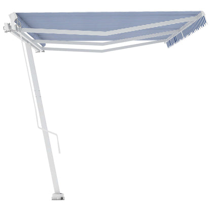 Tenda da Sole Autoportante Manuale 600x350 cm Blu Bianca - homemem39