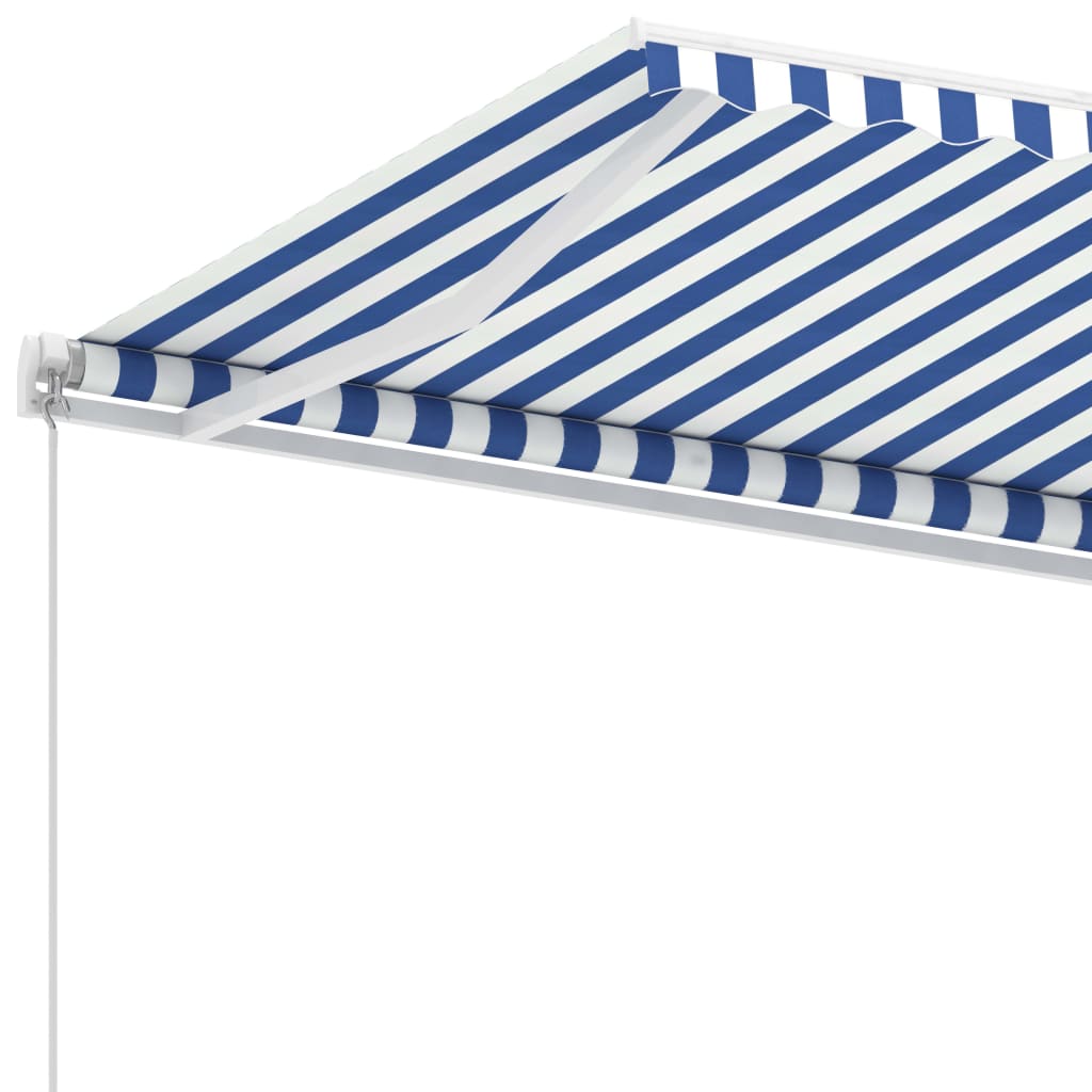 Tenda da Sole Autoportante Manuale 600x350 cm Blu Bianca - homemem39