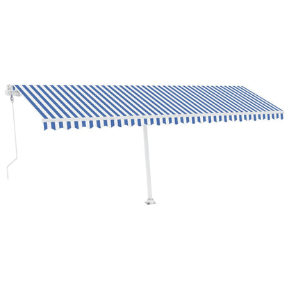 Tenda Automatica con Sensore Vento e LED 600x350 cm Blu Bianca