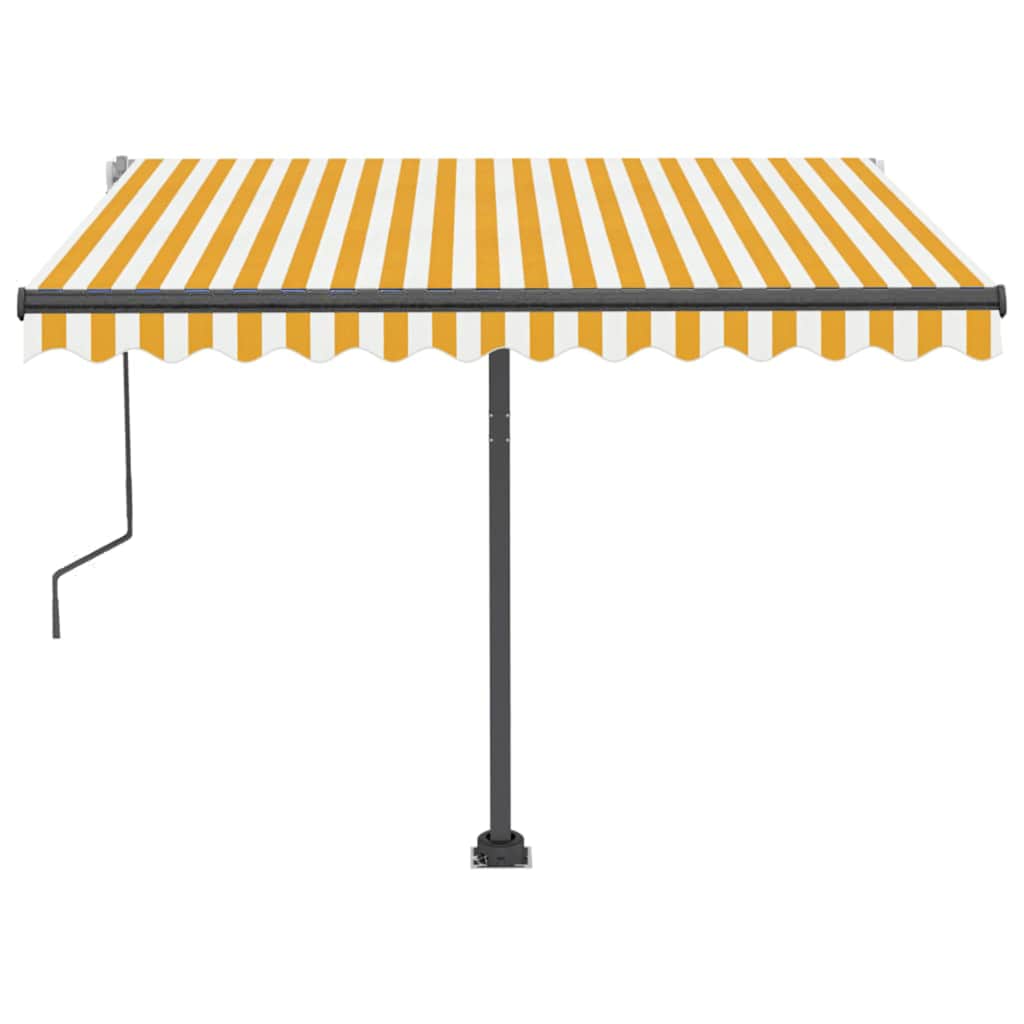 Tenda da Sole Manuale con LED 300x250 cm Gialla e Bianca - homemem39