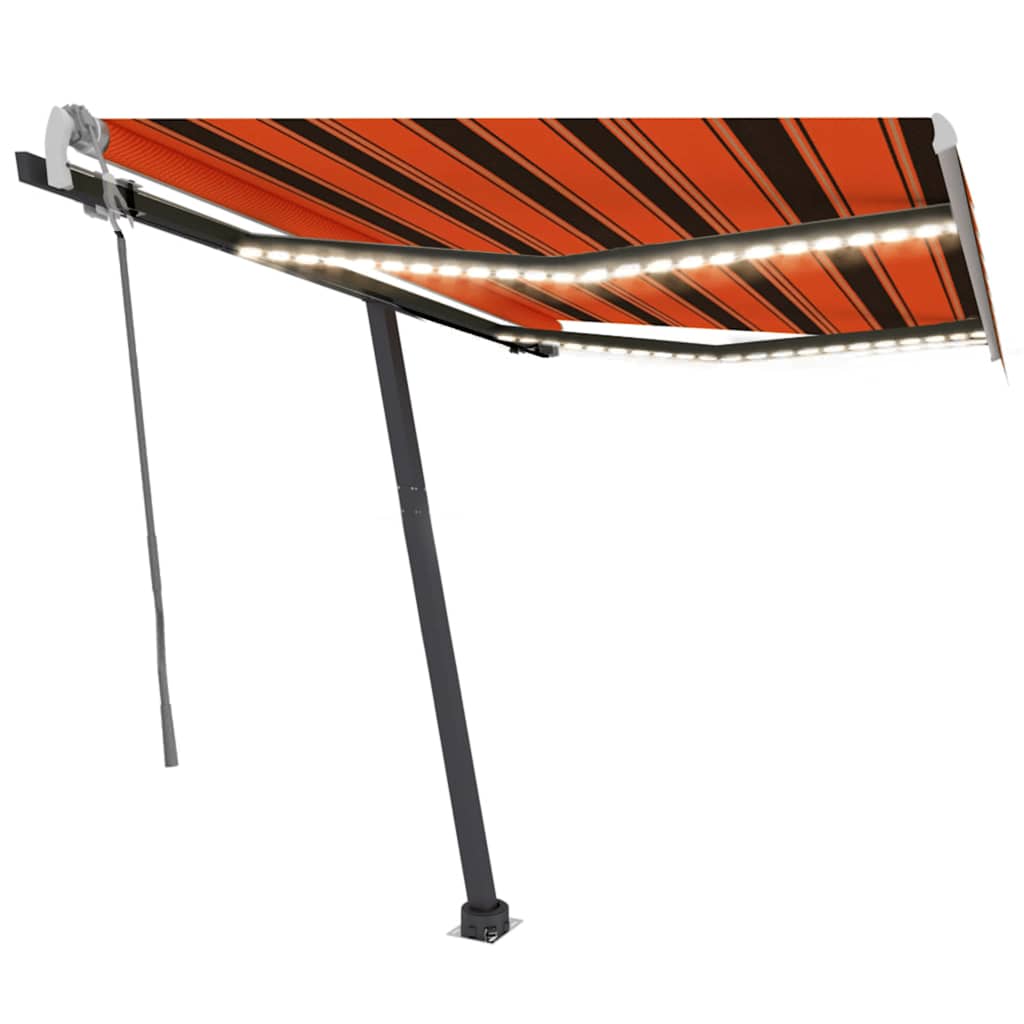 Tenda da Sole Manuale con LED 300x250cm Arancione e Marrone - homemem39