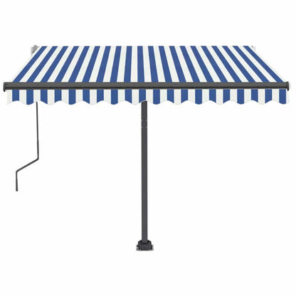 Tenda da Sole Retrattile Manuale con LED 350x250cm Blu e Bianco - homemem39