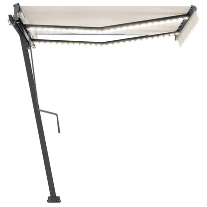 Tenda da Sole Retrattile Manuale con LED 350x250 cm Crema - homemem39