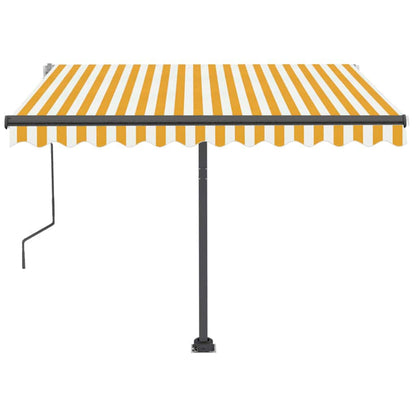 Tenda da Sole Retrattile Manuale LED 350x250 cm Gialla e Bianca - homemem39