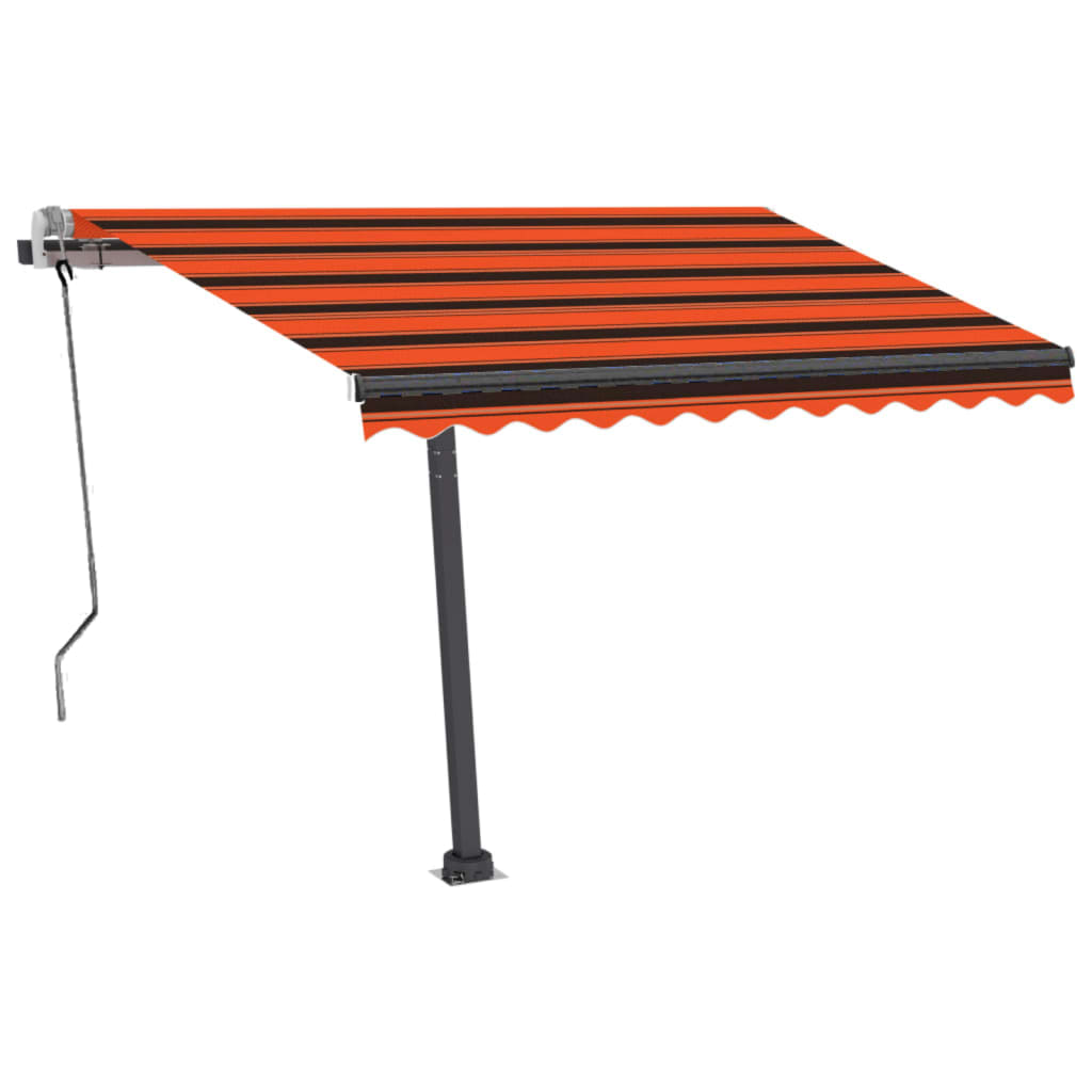 Tenda da Sole Retrattile con LED 350x250 cm Arancione e Marrone