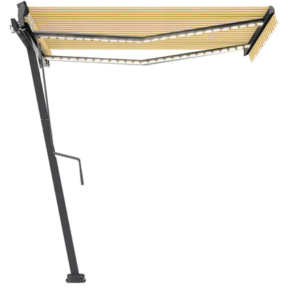 Tenda da Sole Autoportante Automatica 350x250 cm Gialla Bianca - homemem39