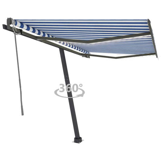 Tenda Automatica con Sensore Vento e LED 350x250 cm Blu Bianca