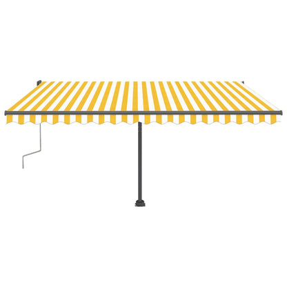 Tenda Retrattile Manuale con Palo 400x300 cm Giallo/Bianco - homemem39