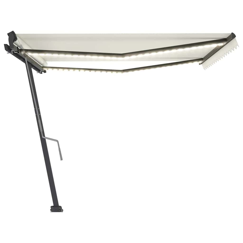 Tenda da Sole Retrattile Manuale con LED 400x300 cm Crema - homemem39