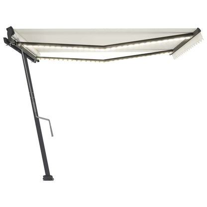 Tenda da Sole Retrattile Manuale con LED 400x300 cm Crema - homemem39