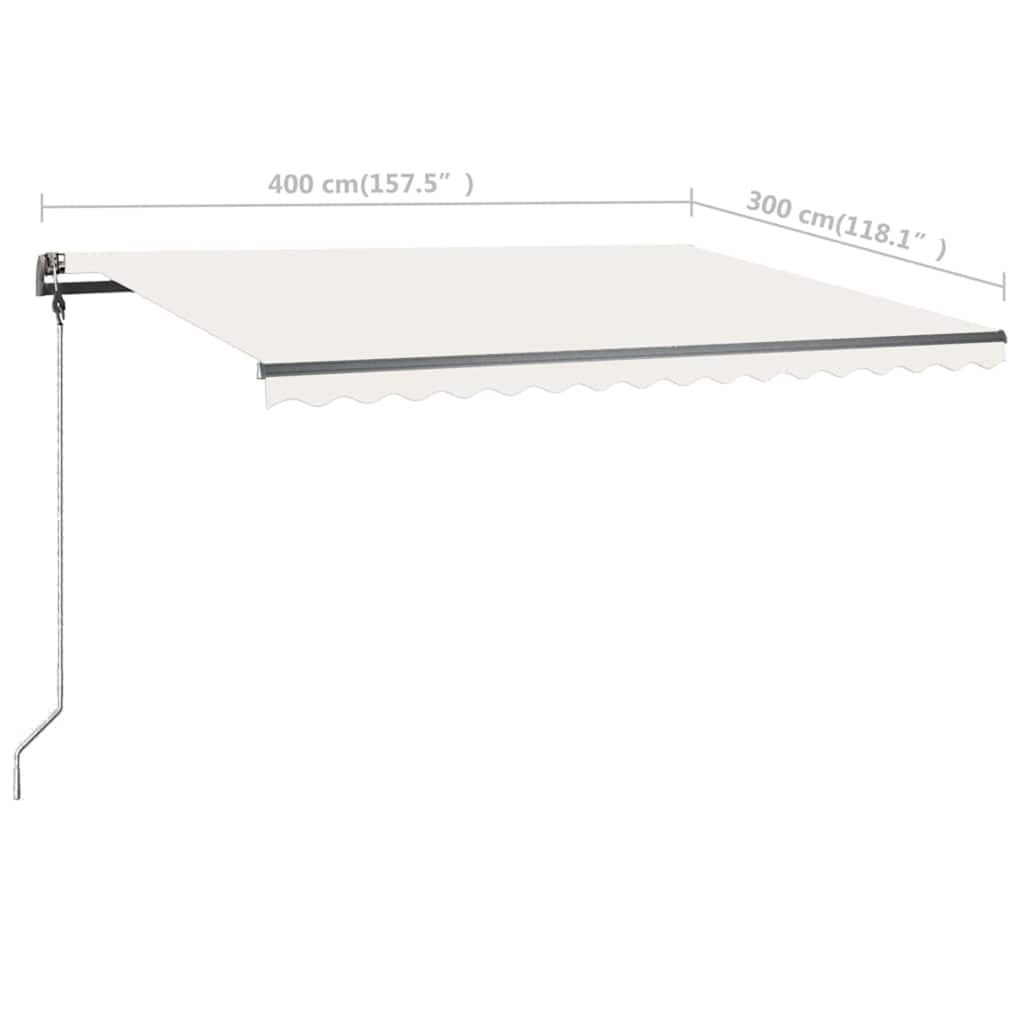 Tenda da Sole Retrattile Manuale con LED 400x300 cm Crema - homemem39