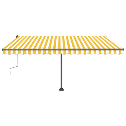 Tenda da Sole Retrattile Manuale e LED 400x300cm Gialla Bianca - homemem39