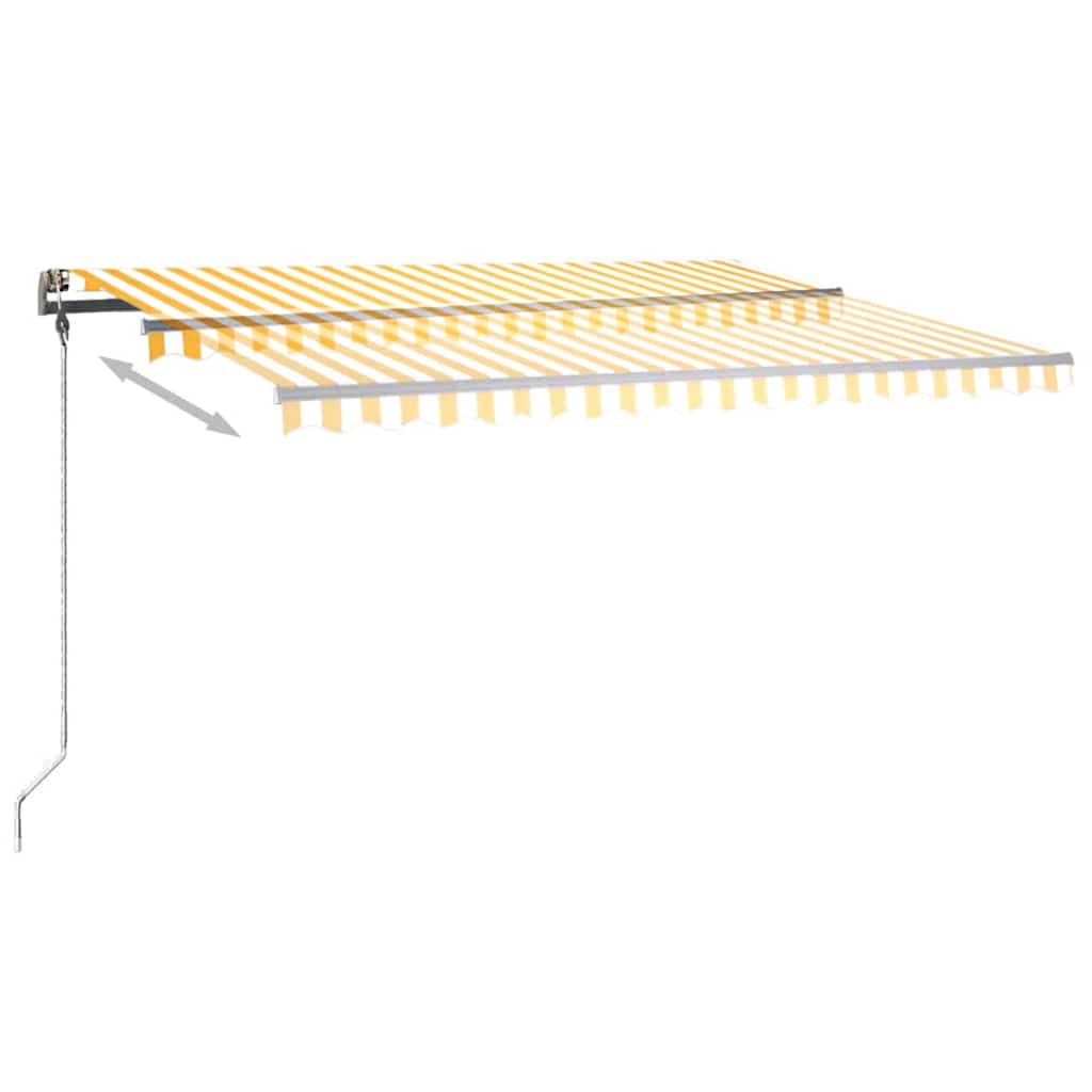 Tenda da Sole Retrattile Manuale e LED 400x300cm Gialla Bianca - homemem39