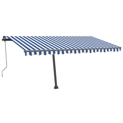 Tenda Automatica con Sensore Vento e LED 400x300 cm Blu Bianca - homemem39