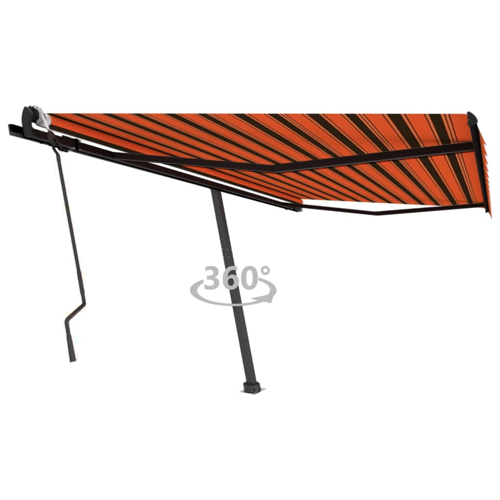 Tenda Retrattile Manuale con Palo 450x300 cm Arancione Marrone