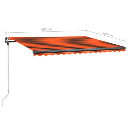 Tenda Retrattile Manuale con Palo 450x300 cm Arancione Marrone