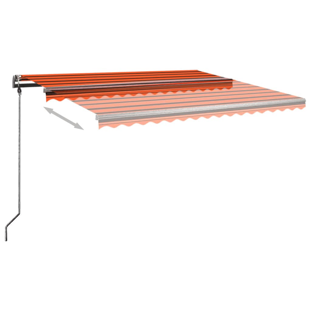 Tenda Retrattile Manuale con Palo 450x300 cm Arancione Marrone