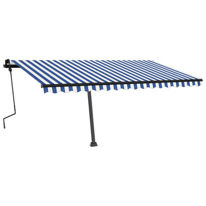 Tenda da Sole Retrattile Manuale con LED 450x300cm Blu e Bianca