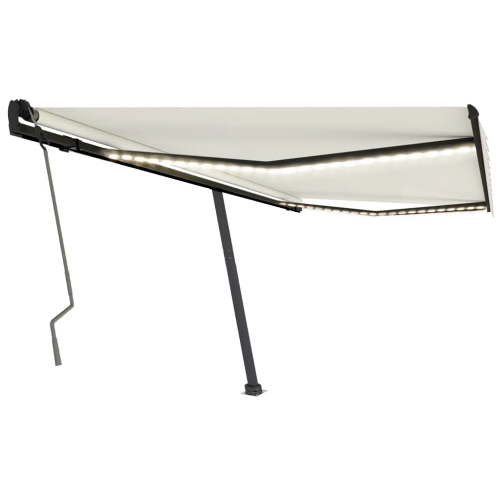 Tenda da Sole Retrattile Manuale con LED 450x300 cm Crema