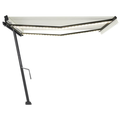 Tenda da Sole Retrattile Manuale con LED 450x300 cm Crema