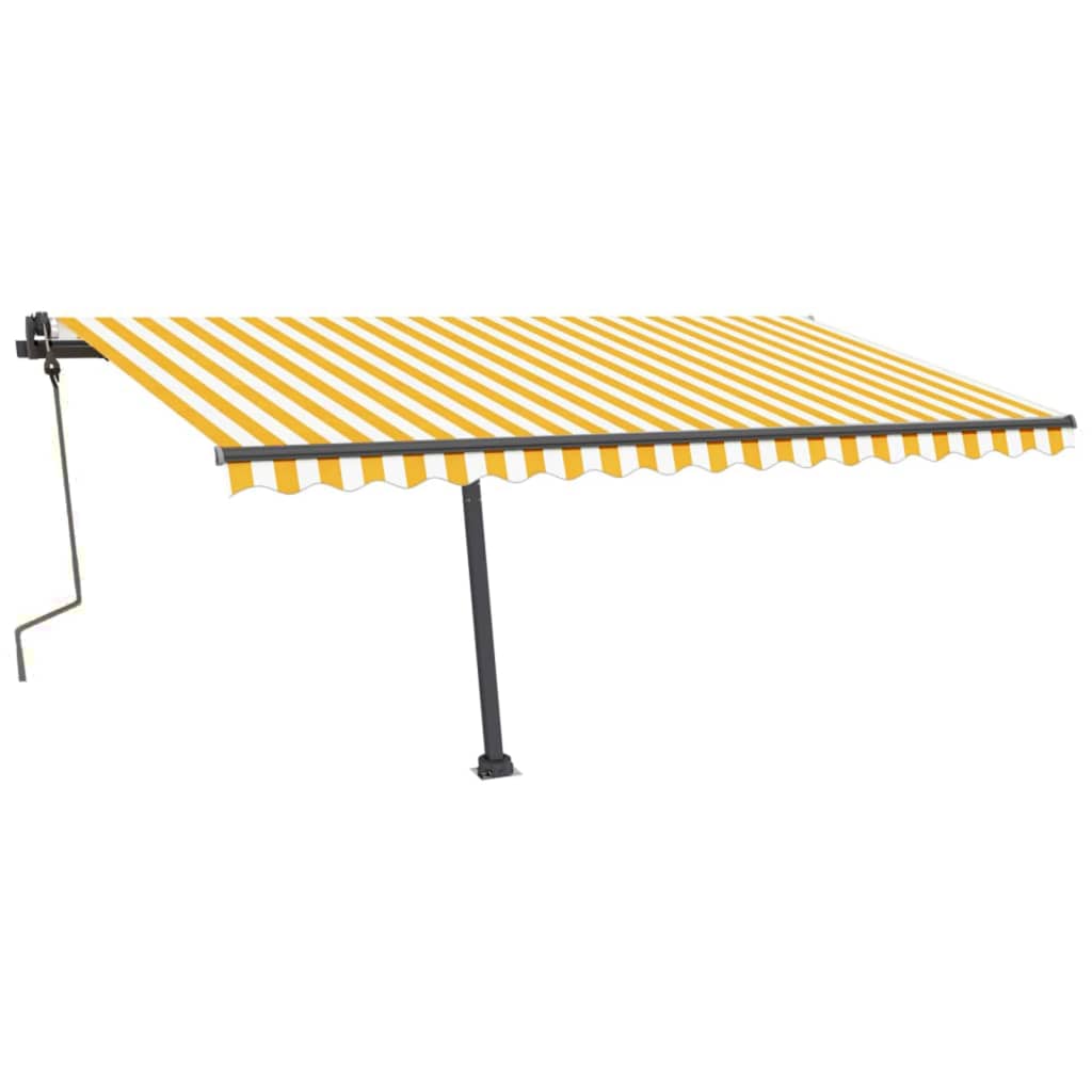 Tenda da Sole Retrattile Manuale LED 450x300 cm Gialla Bianca