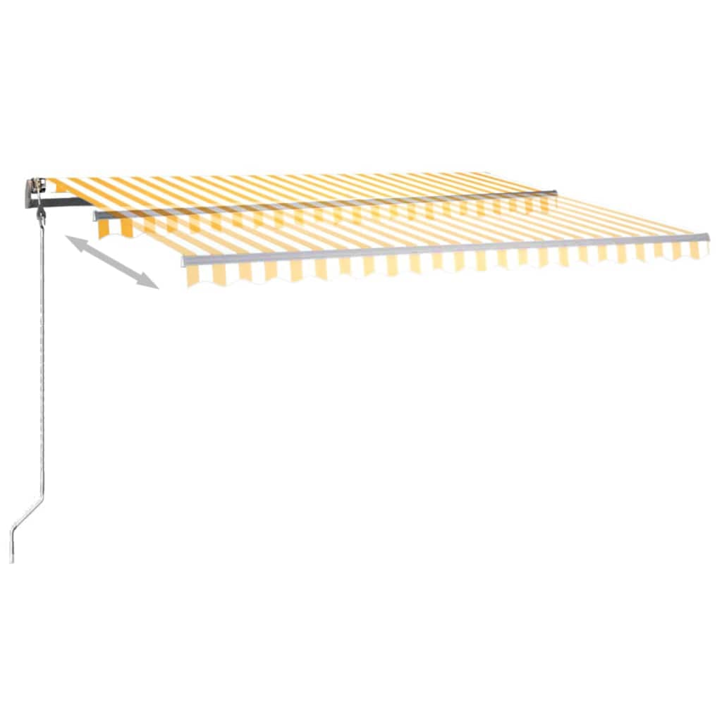 Tenda da Sole Retrattile Manuale LED 450x300 cm Gialla Bianca