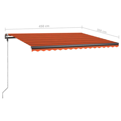 Tenda da Sole Retrattile Manuale LED 450x300 cm Arancio Marrone