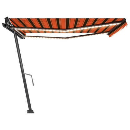 Tenda da Sole Retrattile Manuale LED 450x300 cm Arancio Marrone