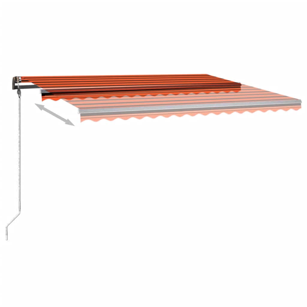 Tenda da Sole Retrattile Manuale LED 450x300 cm Arancio Marrone