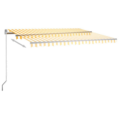 Tenda Automatica Sensore Vento e LED 450x300 cm Gialla Bianca - homemem39